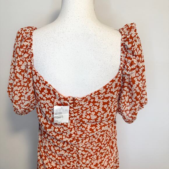 ASTR The Label Ditsy Floral Ruffle Mini Dress In Rust Orange White Size XL New - Picture 10 of 15